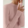 imageZESICA Womens 2025 Fall Long Sleeve Turtleneck T Shirt Ribbed Knit Sweater Slim Fit Basic Casual Tee TopsDusty Pink
