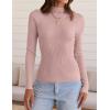 imageZESICA Womens 2025 Fall Long Sleeve Turtleneck T Shirt Ribbed Knit Sweater Slim Fit Basic Casual Tee TopsDusty Pink