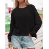 imageZESICA Womens Causal Long Sleeve Lightweight Sweatshirts Crewneck Side Slit Loose Shirts Basic Fall TopsBlack