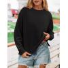 imageZESICA Womens Causal Long Sleeve Lightweight Sweatshirts Crewneck Side Slit Loose Shirts Basic Fall TopsBlack