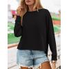 imageZESICA Womens Causal Long Sleeve Lightweight Sweatshirts Crewneck Side Slit Loose Shirts Basic Fall TopsBlack