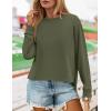 imageZESICA Womens Causal Long Sleeve Lightweight Sweatshirts Crewneck Side Slit Loose Shirts Basic Fall TopsGreen