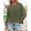 imageZESICA Womens Causal Long Sleeve Lightweight Sweatshirts Crewneck Side Slit Loose Shirts Basic Fall TopsGreen