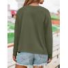 imageZESICA Womens Causal Long Sleeve Lightweight Sweatshirts Crewneck Side Slit Loose Shirts Basic Fall TopsGreen