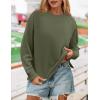 imageZESICA Womens Causal Long Sleeve Lightweight Sweatshirts Crewneck Side Slit Loose Shirts Basic Fall TopsGreen