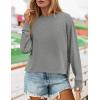 imageZESICA Womens Causal Long Sleeve Lightweight Sweatshirts Crewneck Side Slit Loose Shirts Basic Fall TopsGrey