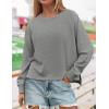 imageZESICA Womens Causal Long Sleeve Lightweight Sweatshirts Crewneck Side Slit Loose Shirts Basic Fall TopsGrey