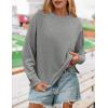 imageZESICA Womens Causal Long Sleeve Lightweight Sweatshirts Crewneck Side Slit Loose Shirts Basic Fall TopsGrey