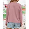 imageZESICA Womens Causal Long Sleeve Lightweight Sweatshirts Crewneck Side Slit Loose Shirts Basic Fall TopsPink