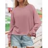imageZESICA Womens Causal Long Sleeve Lightweight Sweatshirts Crewneck Side Slit Loose Shirts Basic Fall TopsPink