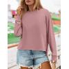 imageZESICA Womens Causal Long Sleeve Lightweight Sweatshirts Crewneck Side Slit Loose Shirts Basic Fall TopsPink