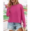 imageZESICA Womens Causal Long Sleeve Lightweight Sweatshirts Crewneck Side Slit Loose Shirts Basic Fall TopsRose Red