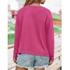 imageZESICA Womens Causal Long Sleeve Lightweight Sweatshirts Crewneck Side Slit Loose Shirts Basic Fall TopsRose Red