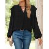 imageZESICA Womens Ruffle Long Sleeve Chiffon Blouses V Neck Swiss Dot Fall Shirts Dressy Casual Tunic TopsBlack