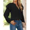 imageZESICA Womens Ruffle Long Sleeve Chiffon Blouses V Neck Swiss Dot Fall Shirts Dressy Casual Tunic TopsBlack
