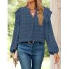imageZESICA Womens Ruffle Long Sleeve Chiffon Blouses V Neck Swiss Dot Fall Shirts Dressy Casual Tunic TopsDark Blue