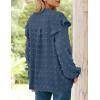 imageZESICA Womens Ruffle Long Sleeve Chiffon Blouses V Neck Swiss Dot Fall Shirts Dressy Casual Tunic TopsDark Blue