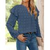 imageZESICA Womens Ruffle Long Sleeve Chiffon Blouses V Neck Swiss Dot Fall Shirts Dressy Casual Tunic TopsDark Blue
