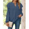 imageZESICA Womens Ruffle Long Sleeve Chiffon Blouses V Neck Swiss Dot Fall Shirts Dressy Casual Tunic TopsDark Blue