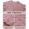 imageZESICA Womens Ruffle Long Sleeve Chiffon Blouses V Neck Swiss Dot Fall Shirts Dressy Casual Tunic TopsGreypink