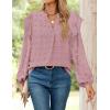 imageZESICA Womens Ruffle Long Sleeve Chiffon Blouses V Neck Swiss Dot Fall Shirts Dressy Casual Tunic TopsGreypink