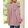 imageZESICA Womens Ruffle Long Sleeve Chiffon Blouses V Neck Swiss Dot Fall Shirts Dressy Casual Tunic TopsGreypink