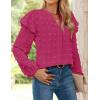 imageZESICA Womens Ruffle Long Sleeve Chiffon Blouses V Neck Swiss Dot Fall Shirts Dressy Casual Tunic TopsRose Red