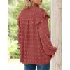 imageZESICA Womens Ruffle Long Sleeve Chiffon Blouses V Neck Swiss Dot Fall Shirts Dressy Casual Tunic TopsRust