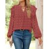 imageZESICA Womens Ruffle Long Sleeve Chiffon Blouses V Neck Swiss Dot Fall Shirts Dressy Casual Tunic TopsRust
