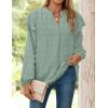 imageZESICA Womens Ruffle Long Sleeve Chiffon Blouses V Neck Swiss Dot Fall Shirts Dressy Casual Tunic TopsSage
