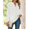 imageZESICA Womens Ruffle Long Sleeve Chiffon Blouses V Neck Swiss Dot Fall Shirts Dressy Casual Tunic TopsWhite
