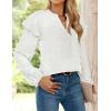 imageZESICA Womens Ruffle Long Sleeve Chiffon Blouses V Neck Swiss Dot Fall Shirts Dressy Casual Tunic TopsWhite