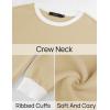 imageZESICA Sweatshirts for Women Casual Long Sleeve Crewneck Contrast Color Oversized Pullover Tops Trendy ClothesApricot