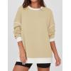 imageZESICA Sweatshirts for Women Casual Long Sleeve Crewneck Contrast Color Oversized Pullover Tops Trendy ClothesApricot