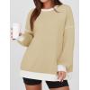 imageZESICA Sweatshirts for Women Casual Long Sleeve Crewneck Contrast Color Oversized Pullover Tops Trendy ClothesApricot