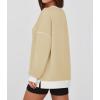 imageZESICA Sweatshirts for Women Casual Long Sleeve Crewneck Contrast Color Oversized Pullover Tops Trendy ClothesApricot