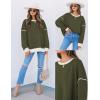 imageZESICA Sweatshirts for Women Casual Long Sleeve Crewneck Contrast Color Oversized Pullover Tops Trendy ClothesArmy Green