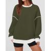 imageZESICA Sweatshirts for Women Casual Long Sleeve Crewneck Contrast Color Oversized Pullover Tops Trendy ClothesArmy Green