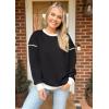 imageZESICA Sweatshirts for Women Casual Long Sleeve Crewneck Contrast Color Oversized Pullover Tops Trendy ClothesBlack