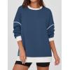 imageZESICA Sweatshirts for Women Casual Long Sleeve Crewneck Contrast Color Oversized Pullover Tops Trendy ClothesDusty Blue