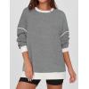 imageZESICA Sweatshirts for Women Casual Long Sleeve Crewneck Contrast Color Oversized Pullover Tops Trendy ClothesGrey