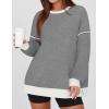 imageZESICA Sweatshirts for Women Casual Long Sleeve Crewneck Contrast Color Oversized Pullover Tops Trendy ClothesGrey