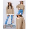 imageZESICA Sweatshirts for Women Casual Long Sleeve Crewneck Contrast Color Oversized Pullover Tops Trendy ClothesLight Khaki