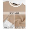 imageZESICA Sweatshirts for Women Casual Long Sleeve Crewneck Contrast Color Oversized Pullover Tops Trendy ClothesLight Khaki