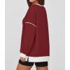 imageZESICA Sweatshirts for Women Casual Long Sleeve Crewneck Contrast Color Oversized Pullover Tops Trendy ClothesRed