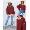 imageZESICA Sweatshirts for Women Casual Long Sleeve Crewneck Contrast Color Oversized Pullover Tops Trendy ClothesRed