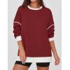 imageZESICA Sweatshirts for Women Casual Long Sleeve Crewneck Contrast Color Oversized Pullover Tops Trendy ClothesRed