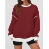 imageZESICA Sweatshirts for Women Casual Long Sleeve Crewneck Contrast Color Oversized Pullover Tops Trendy ClothesRed