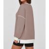 imageZESICA Sweatshirts for Women Casual Long Sleeve Crewneck Contrast Color Oversized Pullover Tops Trendy ClothesSand