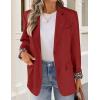 imageZESICA Womens Fall Business Casual Blazers 2025 Long Sleeve Lapel Open Front Button Work Blazer Jackets with PocketsWine